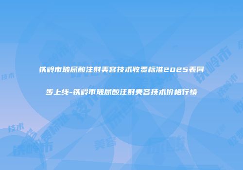 铁岭市玻尿酸注射美容技术收费标准2025表同步上线-铁岭市玻尿酸注射美容技术价格行情