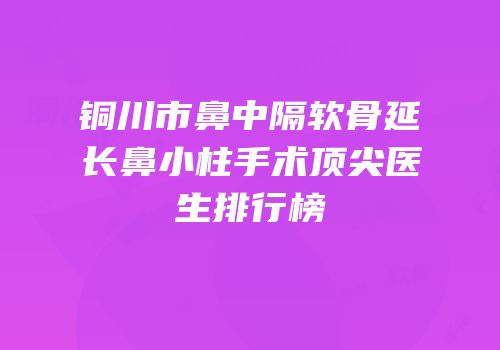 铜川市鼻中隔软骨延长鼻小柱手术顶尖医生排行榜