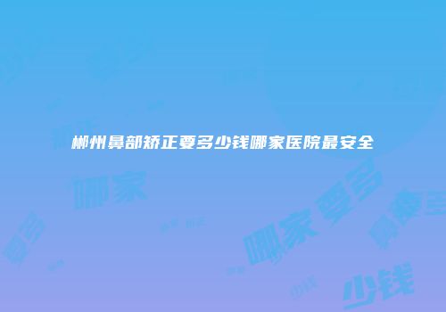 郴州鼻部矫正要多少钱哪家医院最安全