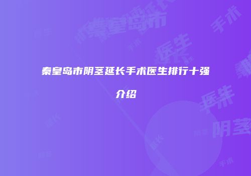 秦皇岛市阴茎延长手术医生排行十强介绍