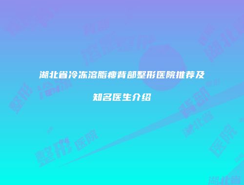 湖北省冷冻溶脂瘦背部整形医院推荐及知名医生介绍