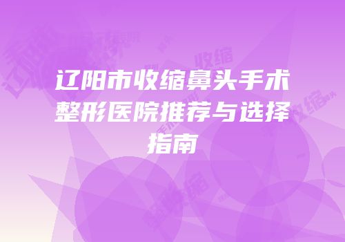 辽阳市收缩鼻头手术整形医院推荐与选择指南