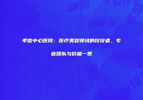 孝感中心医院：医疗美容领域的佼佼者，专业团队与价格一览