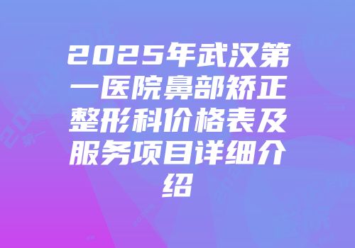 2025年武汉第一医院鼻部矫正整形科价格表及服务项目详细介绍