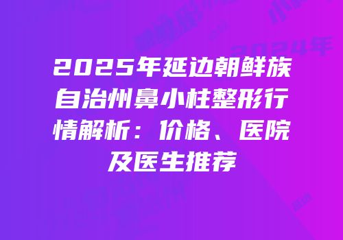 2025年延边朝鲜族自治州鼻小柱整形行情解析：价格、医院及医生推荐