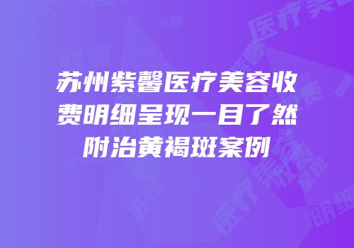 苏州紫馨医疗美容收费明细呈现一目了然附治黄褐斑案例