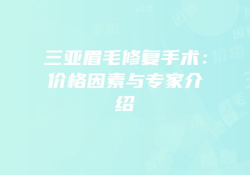 三亚眉毛修复手术：价格因素与专家介绍
