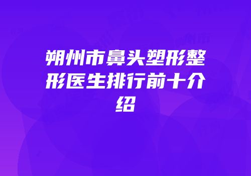朔州市鼻头塑形整形医生排行前十介绍