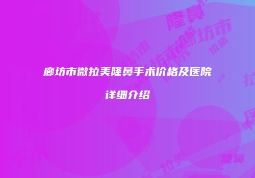 廊坊市微拉美隆鼻手术价格及医院详细介绍