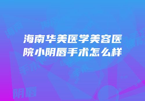 海南华美医学美容医院小阴唇手术怎么样