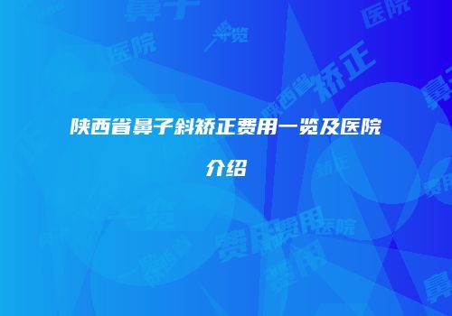 陕西省鼻子斜矫正费用一览及医院介绍