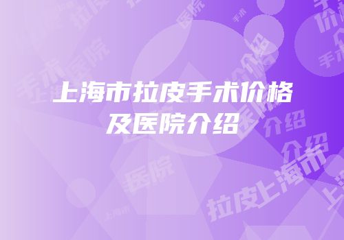 上海市拉皮手术价格及医院介绍