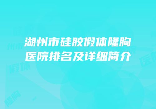 湖州市硅胶假体隆胸医院排名及详细简介