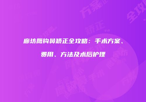 廊坊鹰钩鼻矫正全攻略：手术方案、费用、方法及术后护理