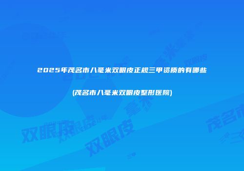 2025年茂名市八毫米双眼皮正规三甲资质的有哪些(茂名市八毫米双眼皮整形医院)