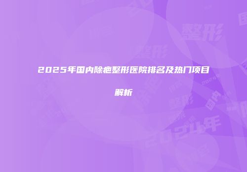 2025年国内除疤整形医院排名及热门项目解析