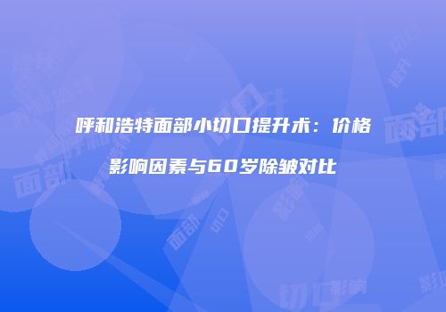 呼和浩特面部小切口提升术：价格影响因素与60岁除皱对比