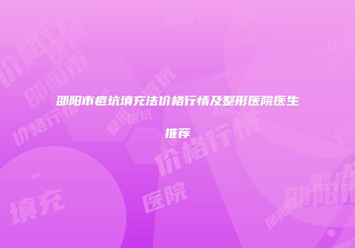 邵阳市痘坑填充法价格行情及整形医院医生推荐