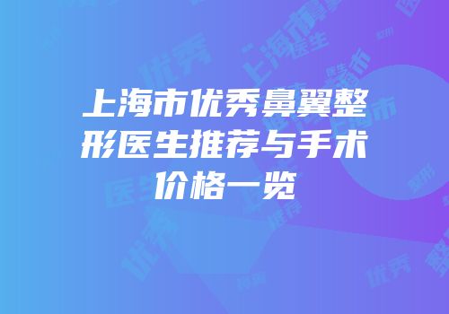 上海市优秀鼻翼整形医生推荐与手术价格一览