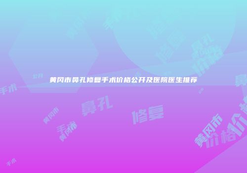 黄冈市鼻孔修复手术价格公开及医院医生推荐