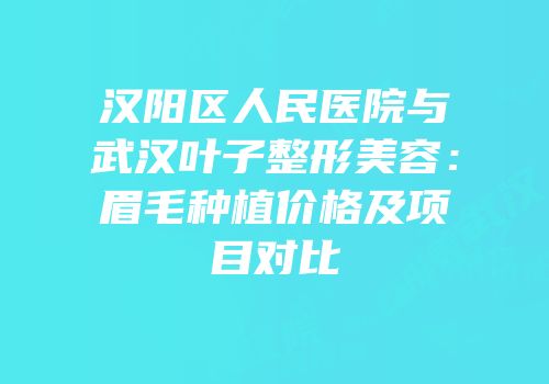 汉阳区人民医院与武汉叶子整形美容：眉毛种植价格及项目对比