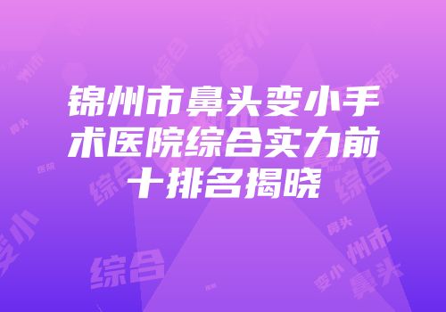 锦州市鼻头变小手术医院综合实力前十排名揭晓
