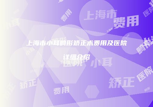 上海市小耳畸形矫正术费用及医院详细介绍