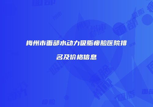 梅州市面部水动力吸脂瘦脸医院排名及价格信息