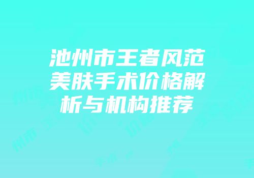 池州市王者风范美肤手术价格解析与机构推荐