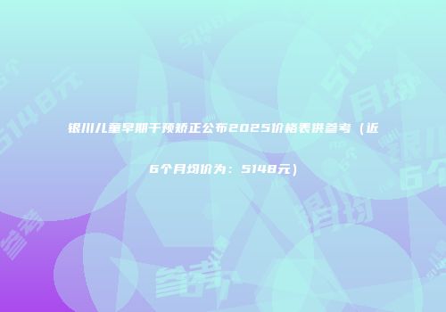 银川儿童早期干预矫正公布2025价格表供参考（近6个月均价为：5148元）