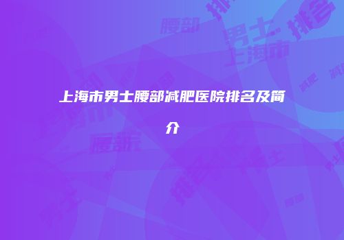 上海市男士腰部减肥医院排名及简介