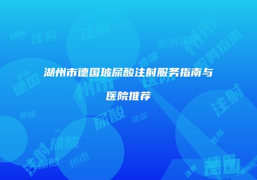 湖州市德国玻尿酸注射服务指南与医院推荐