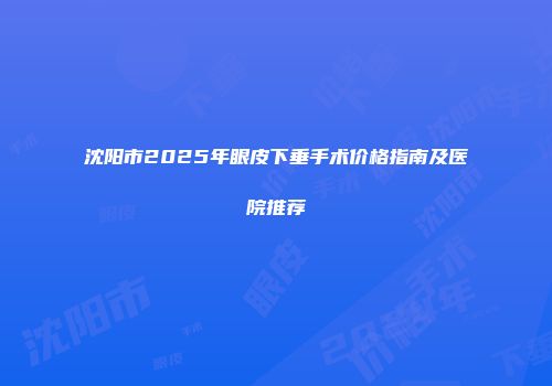 沈阳市2025年眼皮下垂手术价格指南及医院推荐