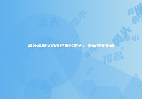 鼻头鼻翼缩小医院排名前十：美丽蜕变指南