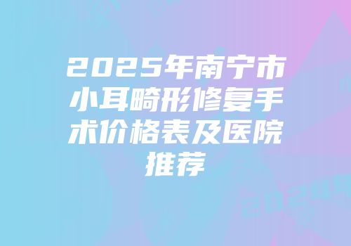 2025年南宁市小耳畸形修复手术价格表及医院推荐