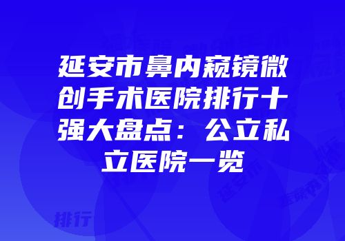 延安市鼻内窥镜微创手术医院排行十强大盘点：公立私立医院一览