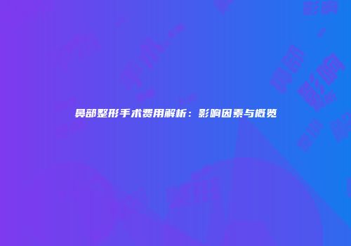 鼻部整形手术费用解析：影响因素与概览