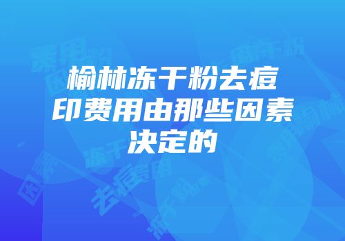 榆林冻干粉去痘印费用由那些因素决定的