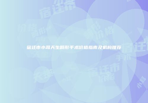 宿迁市小耳天生畸形手术价格指南及机构推荐