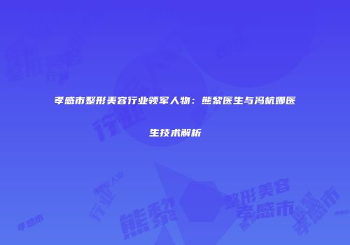 孝感市整形美容行业领军人物：熊黎医生与冯杭娜医生技术解析
