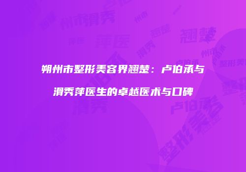 朔州市整形美容界翘楚：卢伯承与滑秀萍医生的卓越医术与口碑
