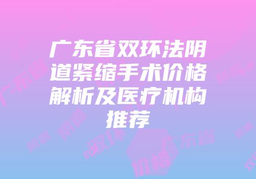 广东省双环法阴道紧缩手术价格解析及医疗机构推荐