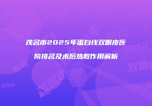 茂名市2025年蛋白线双眼皮医院排名及术后热敷作用解析