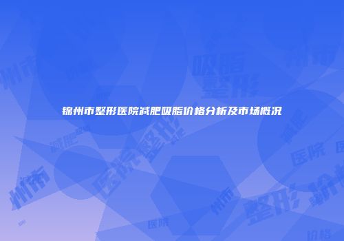 锦州市整形医院减肥吸脂价格分析及市场概况