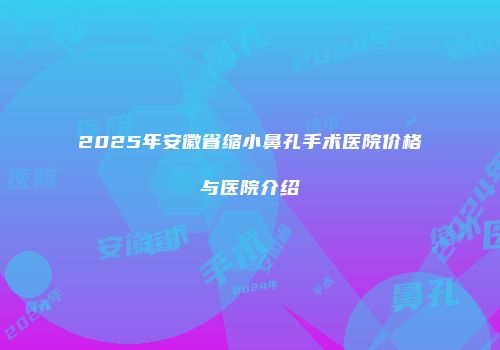 2025年安徽省缩小鼻孔手术医院价格与医院介绍