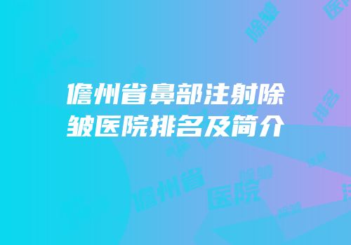 儋州省鼻部注射除皱医院排名及简介