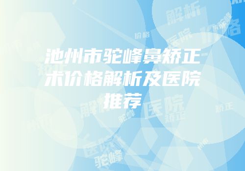 池州市驼峰鼻矫正术价格解析及医院推荐