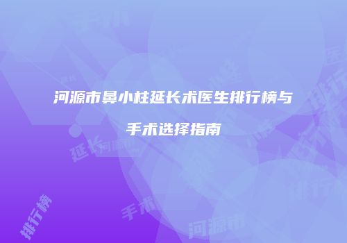 河源市鼻小柱延长术医生排行榜与手术选择指南