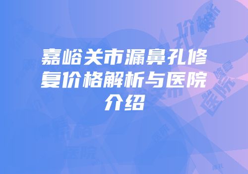 嘉峪关市漏鼻孔修复价格解析与医院介绍
