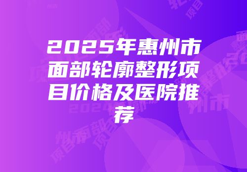 2025年惠州市面部轮廓整形项目价格及医院推荐